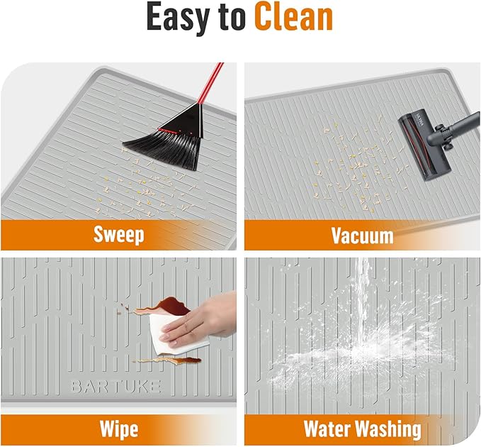 Silicone Cat Litter Mat, 24" x 17" Large Cat Litter Box Mat Litter Trapping Mat for Scatter Control, Waterproof, Soft on Kitty Paws, Clean Floor (Grey)