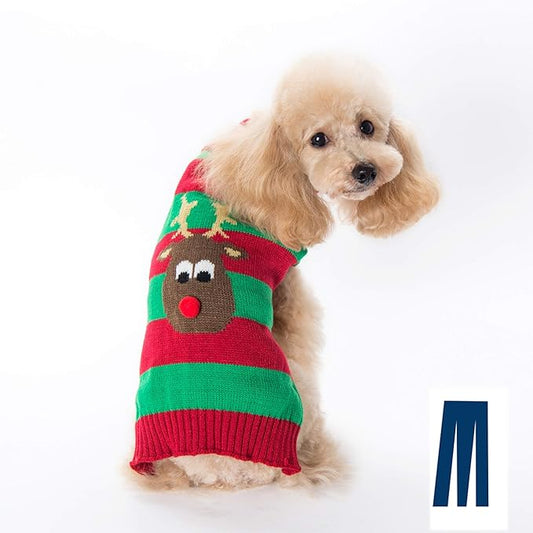 Mikayoo Dog Christmas Sweater - Cat Holiday Sweaters, Legless Design Keep Warm and Move Freely, Holiday Festive Sweater for Small Dogs or Cats (Red Deer S)