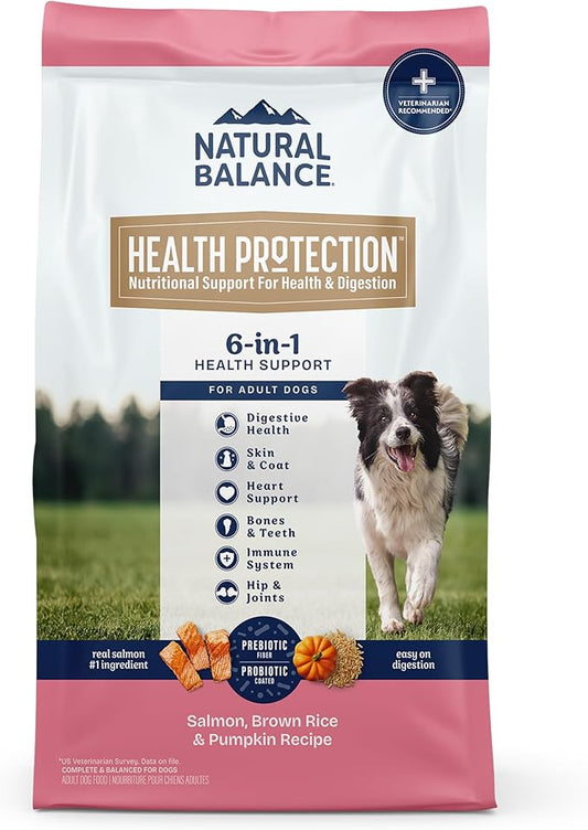 Natural Balance Health Protection Dry Dog Food – Whole Body Health, Easy on Digestion Dog Food Made with Salmon, Brown Rice & Pumpkin for Dogs - 22lbs.