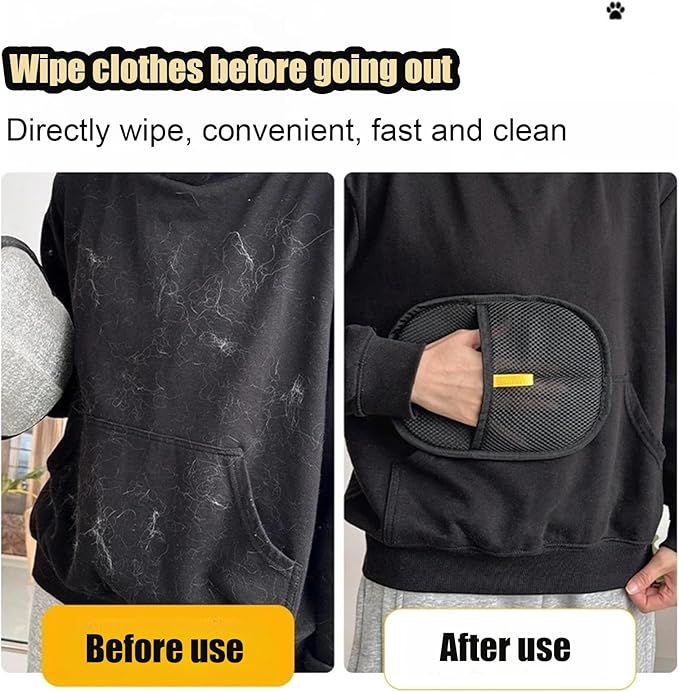 2 Pcs Pet Hair Remover Electrostatic Gloves，Pet Hair Removal Glove,Electrostatic Pet Hair Remover Gloves for Furniture, Carpet, and Car Seats - Reusable Pet Grooming Tool (2)