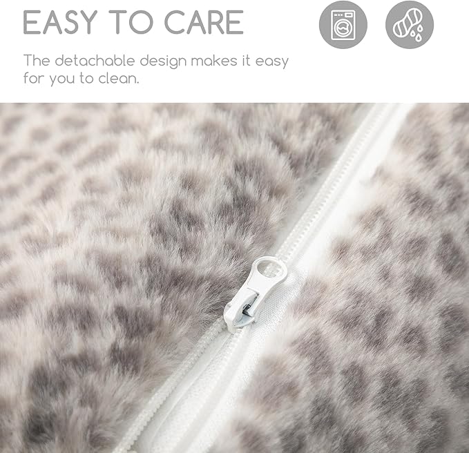 Hollypet Cat Bed Fluffy Plush Mutifuctional Double-Layer Soft Pet Couch Orthopedic Sofa Nest Beds for Small Cats and Dogs, Snow Leopard (25x20x13 inch)
