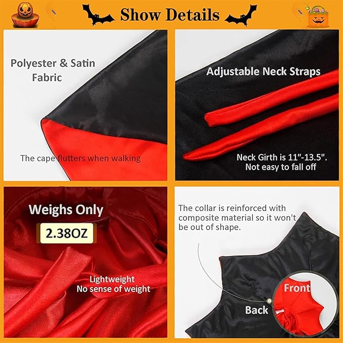 Cat Halloween Costumes - Vampire Bat Wings Cape for Pets, Bat Cat Avenger Mask, Small Dog Halloween Costumes for Trick-or-Treating, Cosplay, Parties & Photos