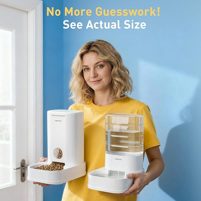 PAWGETHER® 2 Pack Gravity Cat Feeder and Water Dispenser 1 Gallon/3.5L Automatic Cat and Dog Feeder and Waterer with Pet Food Bowl for Puppy Kitten