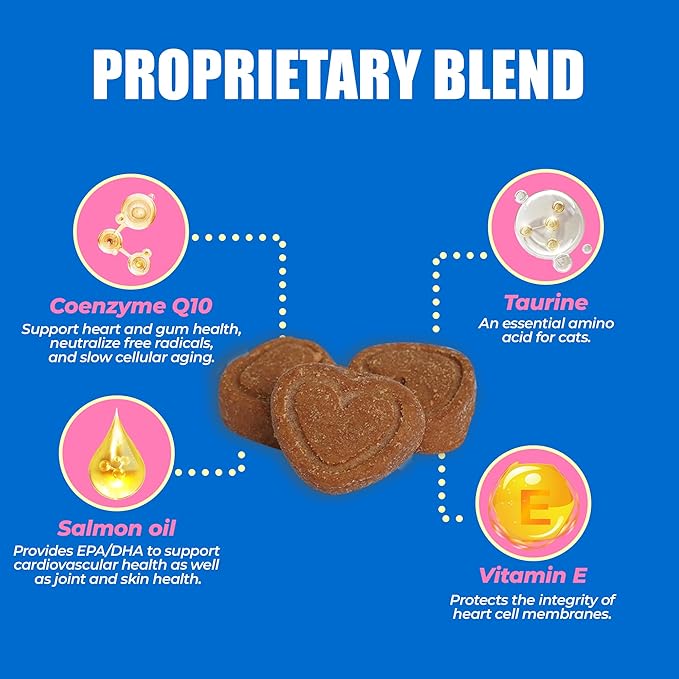 Just Try Coenzyme Q10 coq10 Bites for Cats - Advanced q10 & Taurine Cat Treats for Feline Heart Health - Chicken Flavored Soft Chews - Supports Heart Function - 300 Count