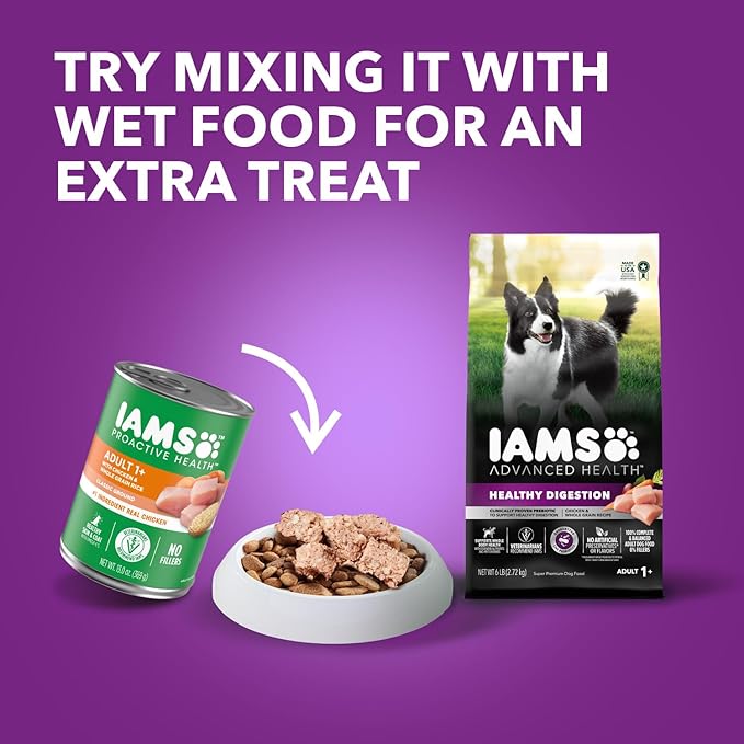 IAMS Advanced Health Healthy Digestion Adult Dry Dog Food with Real Chicken, 6 lb. Bag