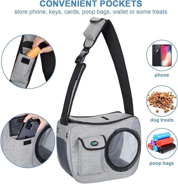 OWNPETS Pet Sling Carrier, Pet Airline Carrier Travel Bag, Fit 10~13lb Small Dogs, Comfortable, Adjustable, Perfect for Airline, Travelling, Daily Walk, Outdoor Activity and Weekend Adventure