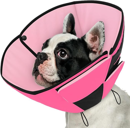 Queenmore Dog Cones for Medium Dogs, Soft Dog Cone Collar After Surgery, Pet Cone for Dogs Wound Care, Spay, Neuter, Breathable Pet Surgery Collars & Cones, Pink M