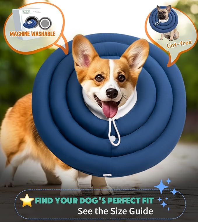 Soft Dog Cones, Recovery Dog Donut Collar After Surgery- Cone of Shame Alternative, Pet Elizabethan E-Collar Anti-Bite Lick Wound Healing Adjustable for Small Large Medium Dogs-BARDIMIES