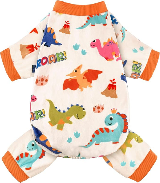 Dog Pajamas Soft Lightweight Dog Onesies Outfit Clothes for Small Medium Large Puppy Pjs for Pet Boys Girls Dogs Cats (L (Back: 14",Chest: 18", Neck: 10.6"), Dinosaur)