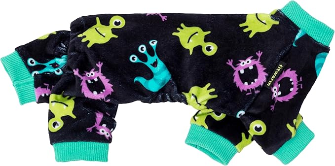 Fitwarm Cute Monster Halloween Dog Pajamas, Funny Costumes for Small Dogs Boy Girl, Festive Pet Clothes, Green, Purple, Black, XXL