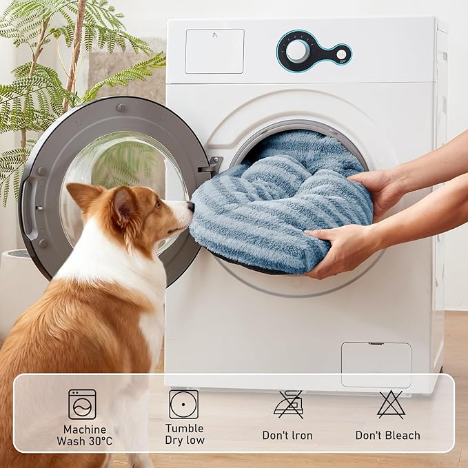 FURTIME Washable XL Dog Bed for Extra Large Dogs, Deluxe Dog Crate Beds Comfy Fluffy Kennel Pad Anti-Slip Pet Sleeping Mat, Machine Washable Dogs Pillow, 40"x27"x3.5", Blue