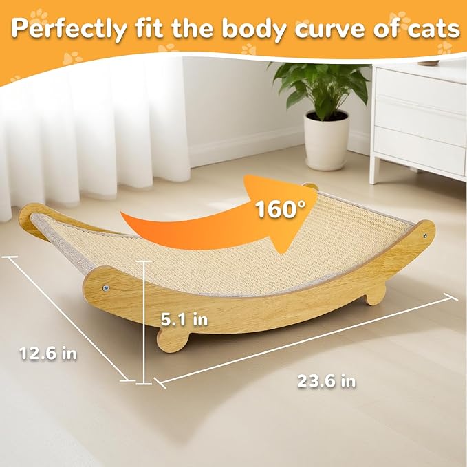 Multi - Functional Wooden Cat Scratcher Bed & Lounge: Durable Sisal Scratching Post for Indoor Cats, All - in - One Furniture Protector with Comfortable Napping Space