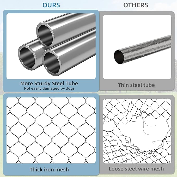 Rovibek 10X20FT Large Dog Kennel Outside, Heavy Duty Outside Dog Kennels Outdoor for Large Dogs with Secure Lock, Outdoor Pet Enclosure for Yard with Thickened Roof