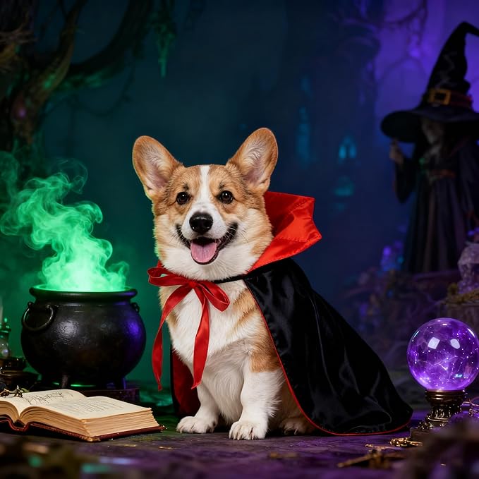 Halloween Dog Cat Vampire Cloak Costume Stand-Collar Design, Pet Cape Cosplay Apparel Holiday Party Dress Up Decoration, Halloween Costumes Cape Pet