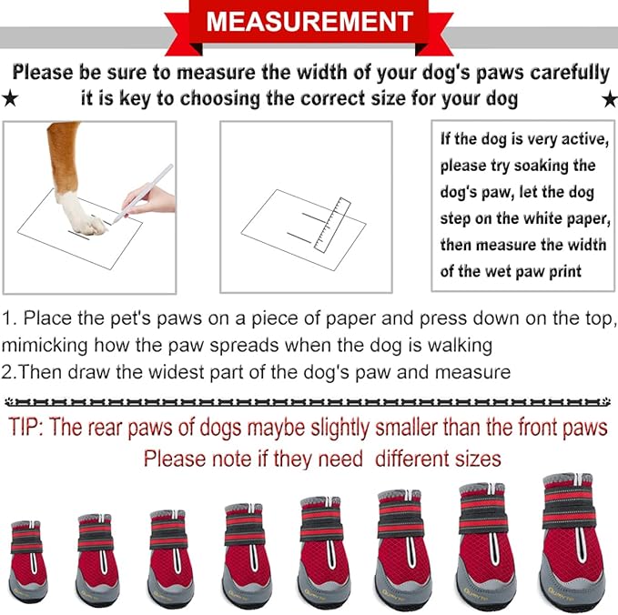 QUMY 4PCS Dog Boots for Large Dogs, Medium Dog Shoes & Paw Protectors for Hot Pavement, Summer Heat Protection, Mesh Breathable Nonslip Dog Booties for Hardfloors, Walking Running Hiking Red Size 7