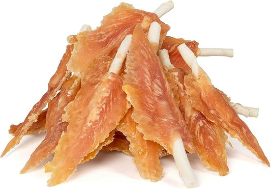 MON2SUN Dog Rawhide Twist 4-4.5 Inch Chicken Wrapped Rawhide Sticks for Puppy and Small Dogs, Promotes Dental Health Treats (10.08 Ounce -Pack of 1)