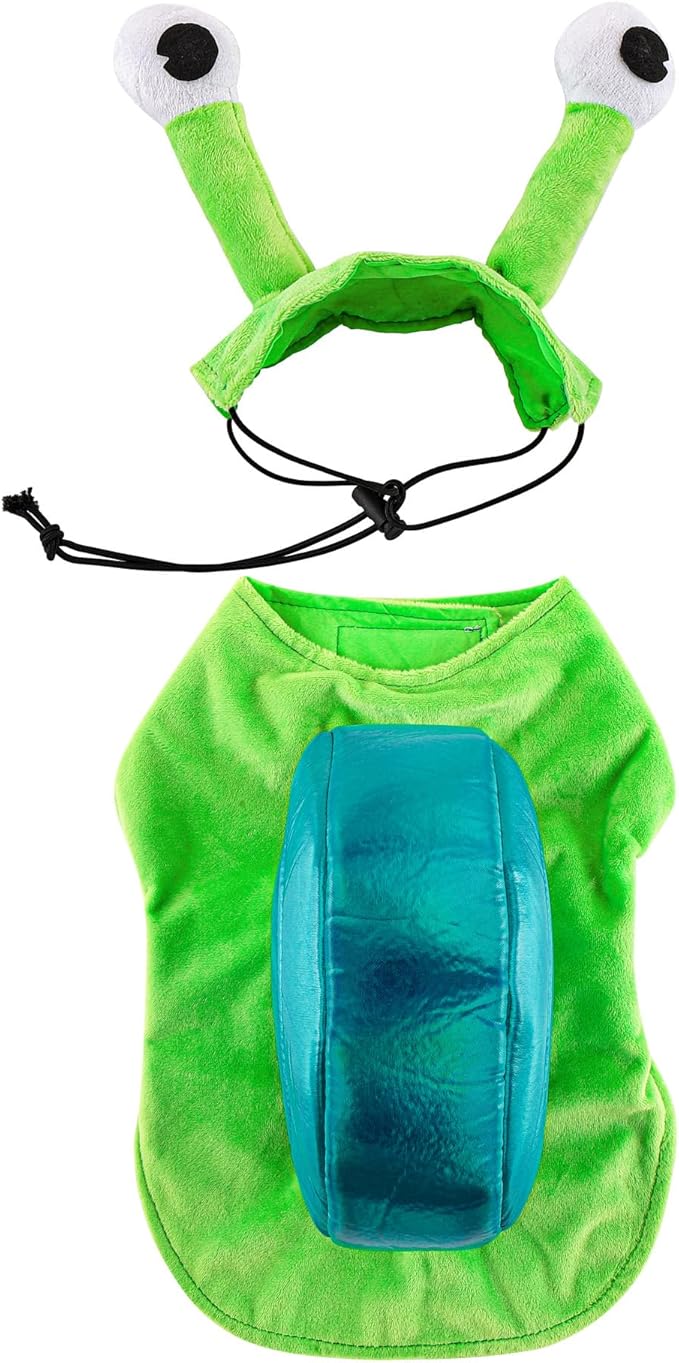 Mogoko Funny Dog Cat Snail Costumes, Pet Halloween Christmas Cosplay Dress, Adorable Green Snail Pet Costume (L Size)