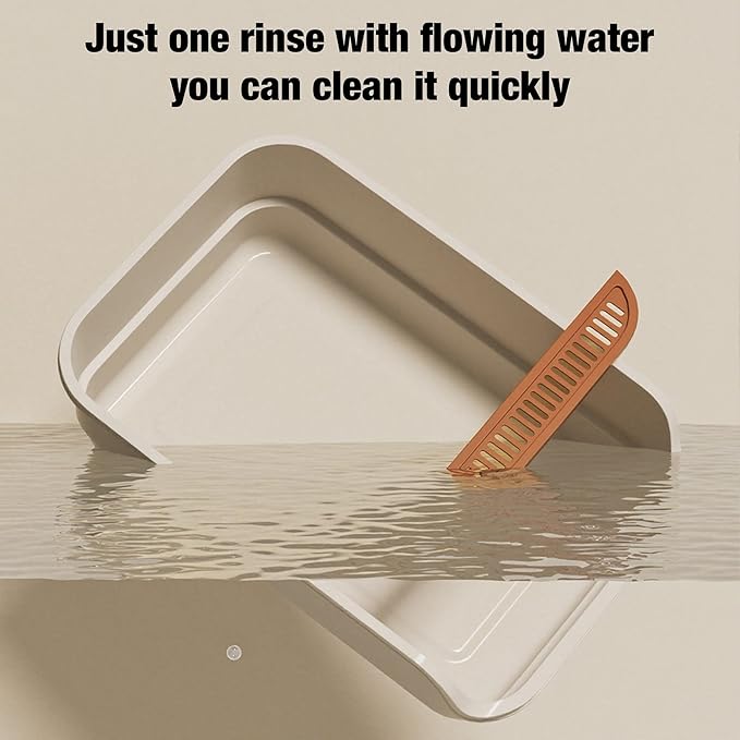 Gefryco Extra Large Cat Litter Box with High Sides, Side Entry Kitty Litter Boxes for Indoor Cats, Anti Splashing (White)