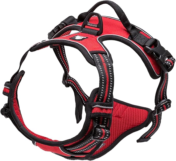 TRUE LOVE Adjustable No-Pull Dog Harness Reflective Pup Vest Harnesses Comfortable Control Brilliant Colors Truelove TLH5651(Red,L)