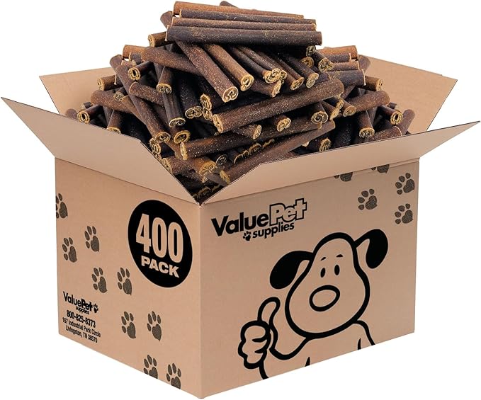 ValueBull Collagen Sticks for Dogs, 6 Inch Thick Chews, Natural Long-Lasting Dog Treats, 400 Count Wholesale Pack - Supports Joints, Skin & Coat with Chondroitin & Glucosamine