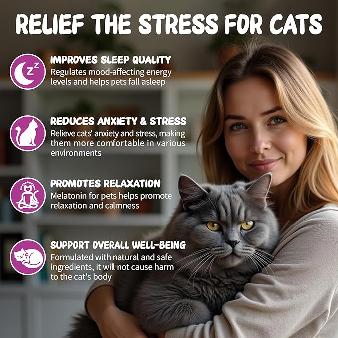 Cat Melatonin, Melatonin for Cats, Cat Tranquilizer to Anxiety Relief and Stressful Emotions in Cats, Cat Sleep Aid to Promote Relaxation and Entry into Sleep in Cats 2 Fl Oz
