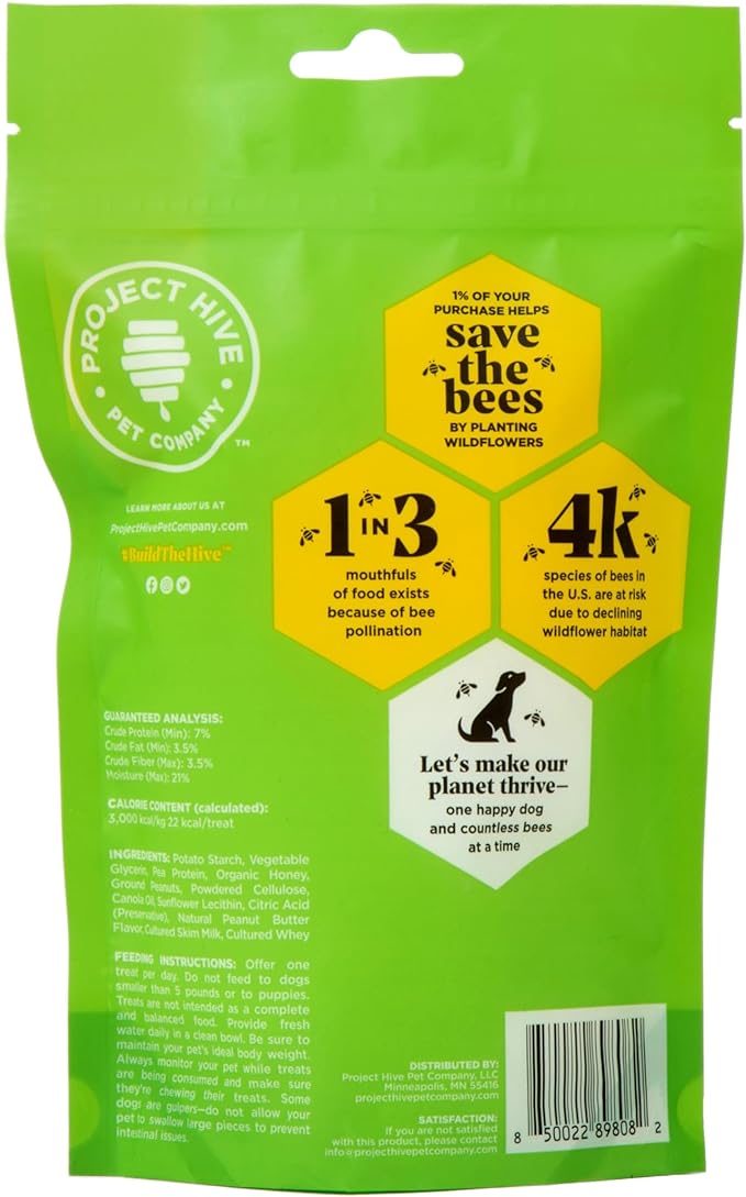 Hive Chew Stick Treats for Small Dogs — Healthy, Non-GMO Project Verified, Natural Peanut Butter Flavored, Natural, Vegetarian Chews, Made in The USA (Chew Sticks, Small Breeds)
