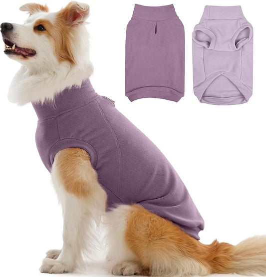 IECOii 2 Pack Large Dog Sweater Fleece - Stretchy & Comfortable, Warm & Soft Dogs Sweaters for Large Dogs Boy Girl, Pet Coats for Daily Wear, Holiday (Size XXL,Dark Purple & Light Purple)