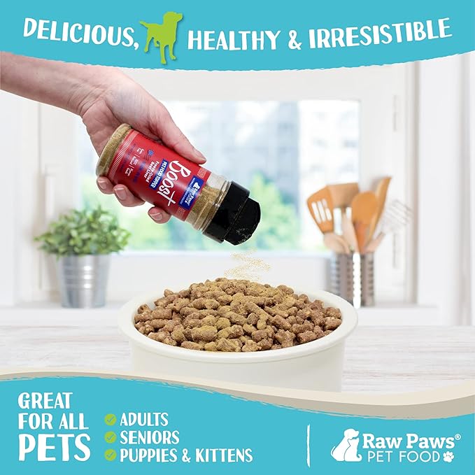 Raw Paws Boost Pet Food Topper Freeze-Dried Beef Liver, 2.8-oz, Made in USA, Dog Food Toppers for Picky Eaters, Cat Gravy Dog Gravy Topper for Dry Food, Beef Liver Sprinkles for Dogs, Cat Food Toppers