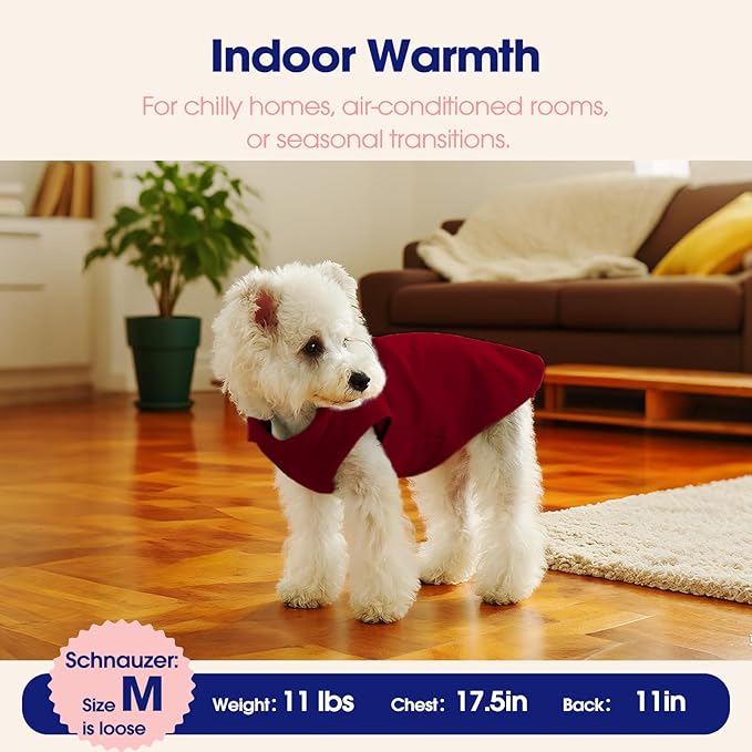 FUAMEY Dog Fleece Vest for Small Dogs,Warm Stretchy Dog Sweatshirts Pullover with Leash Hole Dogs Sweater Soft Pet Turtleneck Cozy Pet Vest Lightweight Sleeveless Red XS