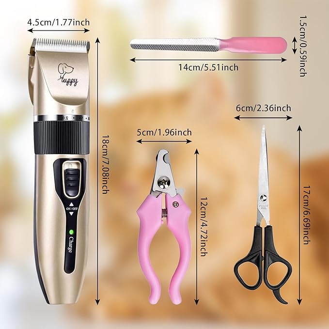 Dog Clippers for Grooming, Low Noise, Electric Quiet, Adjustable Clipper Comb for Dog Grooming Kit, Pet Hair Clippers Grooming kit for Dogs at Home