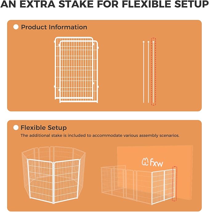 FXW Homeplus Unleashed Indoor Dog Playpen - Stress-Free and Safe Play, Heavy Duty 45 Inch 2 Panels Dog Pen for Large Dogs, White│Patented