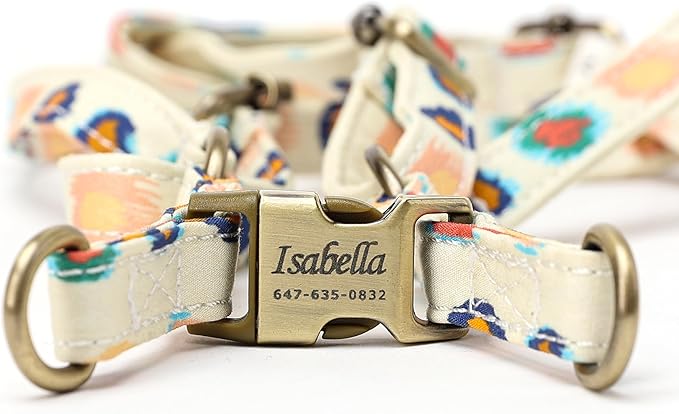 Angie and Allie Organic Cotton Personalized Step in Dog Harness,Custom Dog Halter Vests,Adjustable No Pull Canine Halter Harness for Small Medium Large Dogs