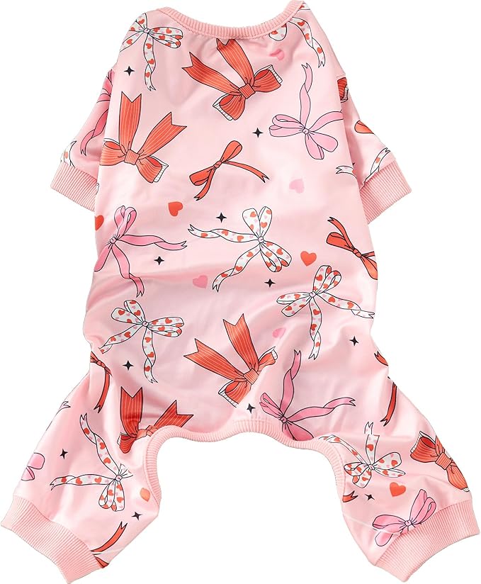 Dog Pajamas Onesie for Small & Medium Dogs - Polyester, Cozy, Wrinkle-Resistant Four-Legged Apparel (Light Pink, Small)