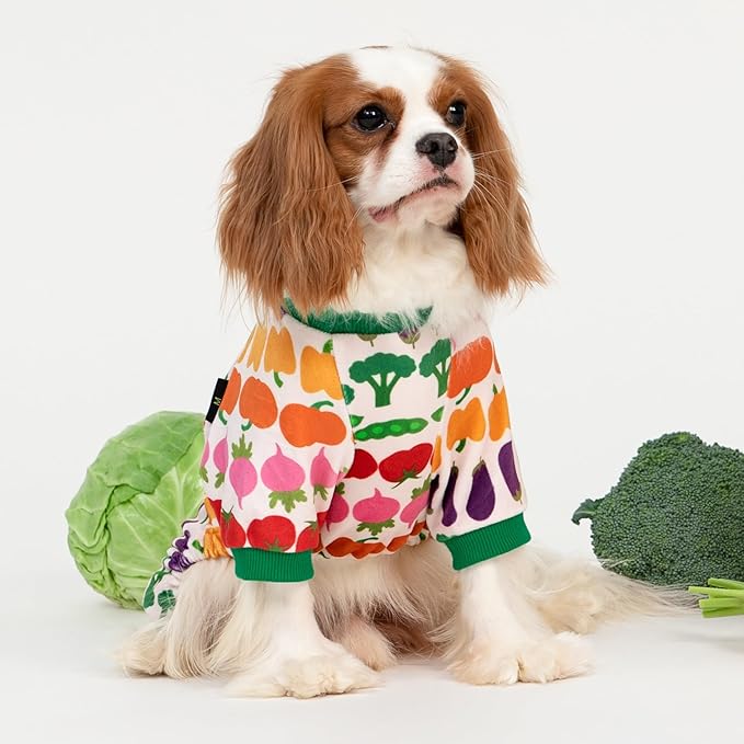 Fitwarm Funny Vegetable Dog Pajamas, Warm Winter Dog Clothes for Small Dogs Boy Girl, Cozy Pet Onesie with Feet, Green, White, Red, Pink, Purple, XXL