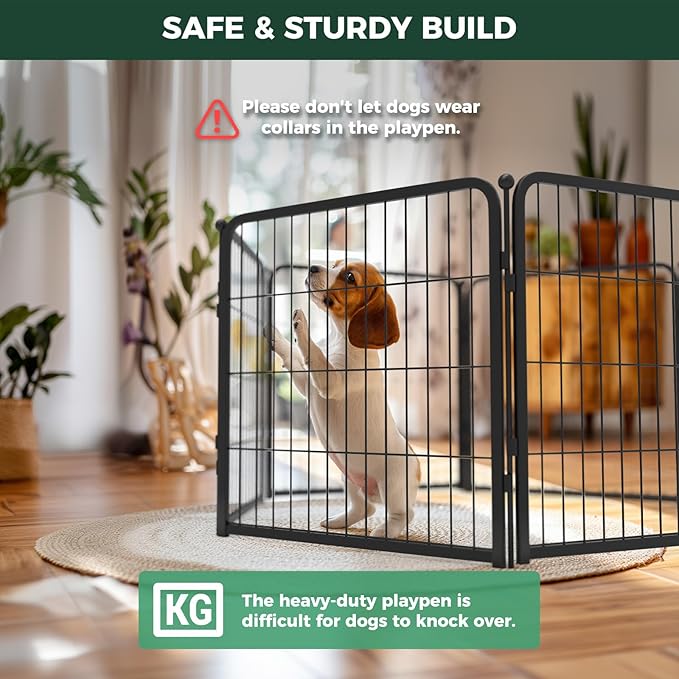 FXW Homeplus Unleashed Indoor Dog Playpen - Stress-Free and Safe Play, Heavy Duty 24 Inch 16 Panels with Connectors (Pack of 2) for Puppy and Small Dogs, Black│Patented