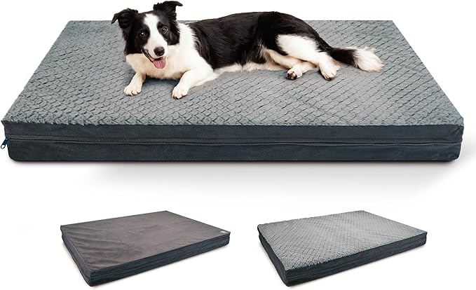 Sytopia Washable 44" Dog Bed for Large Dogs – Double-Sided Plush, Waterproof, Removable Cover, Thick Orthopedic Support, Durable Multi- Size Comfort Clearance Indoor Flat Dog Bed