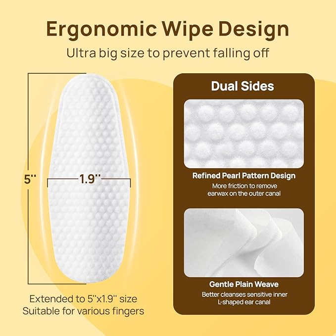 HICC PET Dog Ear Wipes Finger 100 Count Dog Ear Cleaner Wipes for Dogs & Cats, Dog Ear Infection Treatment to Relieve Ear Itching & Inflammation, Remove Ear Wax, Dirt, Smelly - Fresh Coconut Scent