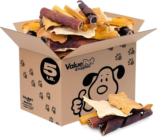 ValueBull USA Collagen Dog Chews, Fun Shapes Variety Mix, Natural Long-Lasting Dog Treats, 5 Pound Bulk Pack - Supports Joints, Skin & Coat with Chondroitin & Glucosamine