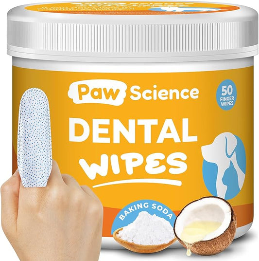 Dog & Cat Teeth Cleaning Wipes - Dental Finger Wipes for Cats & Dogs - Pet Toothbrush & Tooth Brushing Kit - Effective Teeth Cleaner (Mint)