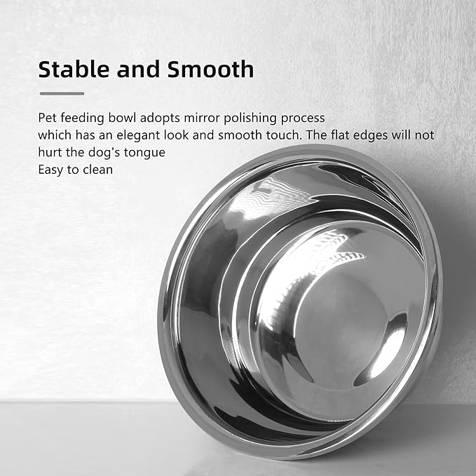 Stainless Steel Large Dog Bowl Set of 2, with 176 oz (24cup) High Capacity Metal Dog Food Bowls,Desirable Water and Food Bowls for Large, X-Large, and Giant Dogs,Heavy Duty, BPA-Free