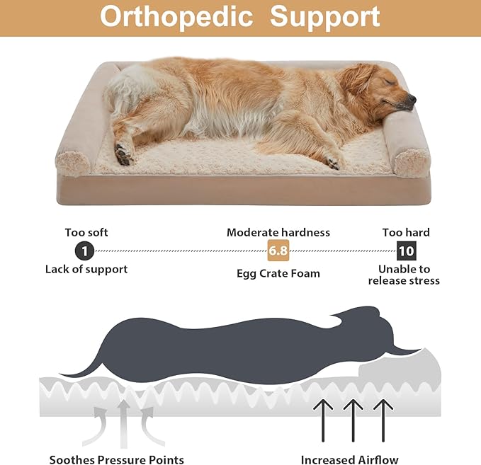 BFPETHOME Dog Beds for Large Dogs, Orthopedic Dog Bed for Medium Large Dogs,Big Waterproof Couch Pet Bed with Removable Washable Cover