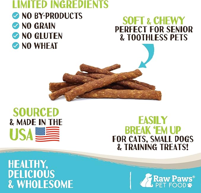 Raw Paws Grain-Free Soft Stick Treats for Dogs & Cats - Chicken Recipe, 6-oz - USA Soft Chicken Dog Treats Grain Free - Sausage Sticks for Dogs, Dog Jerky Sticks - Chewy Jerky