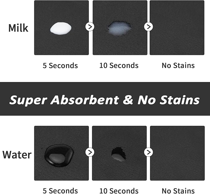 Pet Feeding Mat - Absorbent Dog Mat for Food and Water, No Stains Cat Bowl Mat, Easy to Clean Pet Placemats, Quick Dry Dog Water Dispenser Mat for Messy Drinkers | Paw Black 16"x 24"