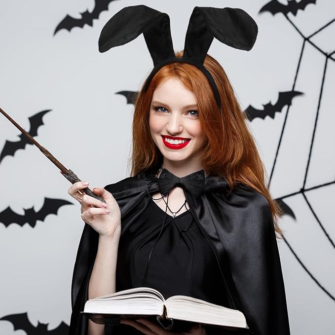 Bencailor 3 Sets Halloween Puppy Costume Accessories Dog Headband Ears and Tail Bow Tie Set Cute Dog Headband Bowtie Tail for Adult