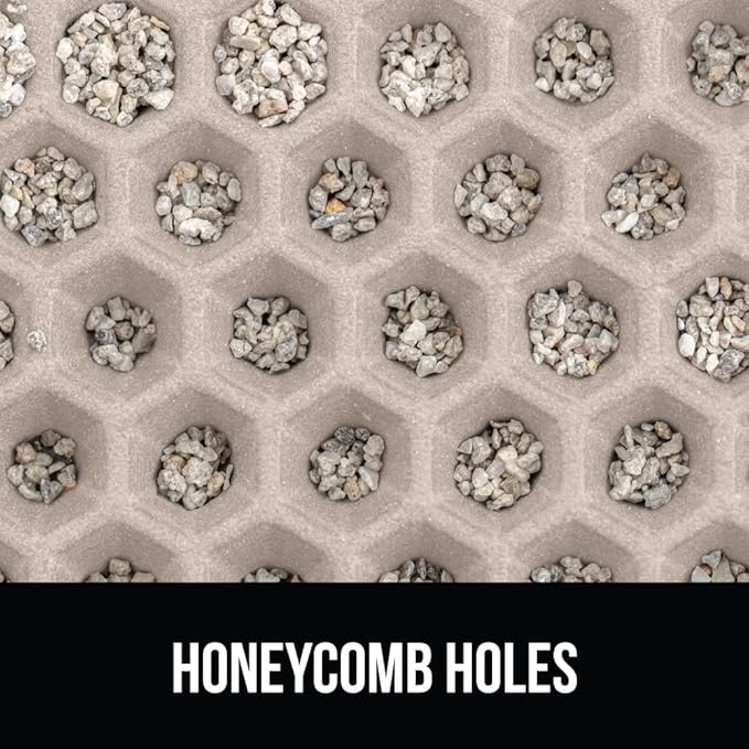 GORILLA GRIP Honeycomb Cat Litter Box Mat, Two Layer Trapping Waste Mats, Soft On Paws, Litter Box Supplies and Essentials for Indoor Cats, Traps Excess, Water Resistant for Floors, 30x24 Beige