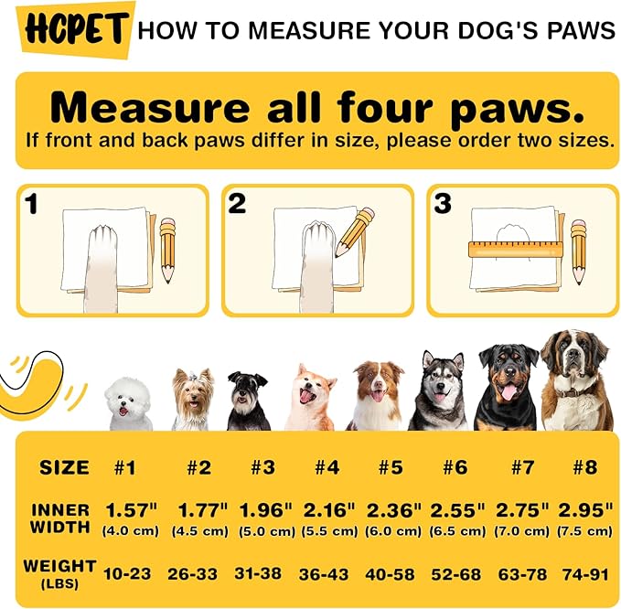 Hcpet Dog Shoes, Dog Boots for Small Dogs, Waterproof Medium Dog Booties Paw Protector for Summer Hot Pavement, Winter Snowy Day, Outdoor Walking, Indoor Hardfloors Anti Slip Sole Orange Size 3