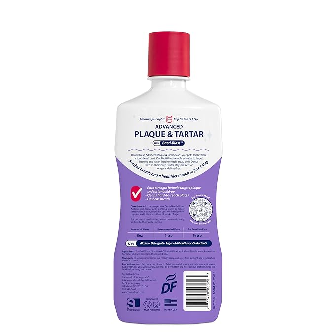 Dental Fresh Water Additive for Dogs and Cats, Advanced Formula, 17 Fl Oz, Plaque and Tartar Control