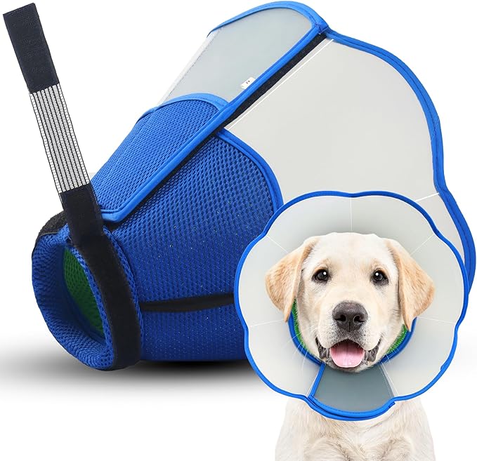Hard & Heavy Plastic Dog Cone Collar Alternative for Lab Golden GSD (Small&Medium Sized), Adjustable Elizabethan Protective Cone for Healing, Comfortable Pet Recovery Collar Cone of Shame Anti-Lick