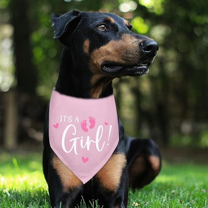 It's A Girl Gender Reveal Baby Announcement Pregnancy Announcement Dog Bandana Dogs Triangle Scarf Baby Announcement Photo Prop Pet Scarf Accessories for Pet Dog Lovers Gifts - Pink