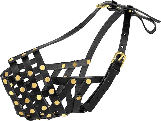 OOPSDOGGY Rottweiler Dog Muzzle for Large Dogs - Leather Breathable Secure Basket Muzzle for Large Breeds Prevents Biting No Chewing Adjustable (Black, Size 5 - Rottweiler)